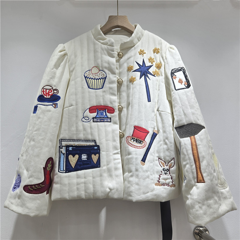 Embroidery Unique Design - Новая осенне-зимняя женская куртка с воротником-стойкой,