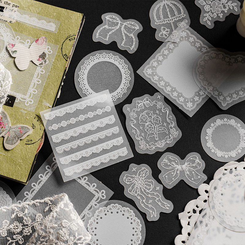 Embroidery Paper - Набор из 30 белых полупрозрачных кружевных