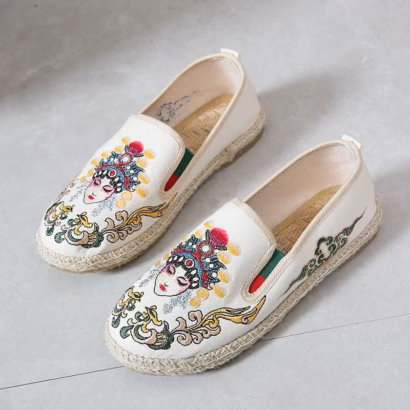 Embroidery Fabric - Женские тканевые туфли на плоской подошве
