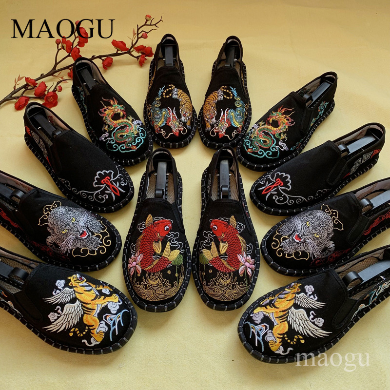 Embroidery Fabric - Унисекс-лоферы в китайском стиле с вышивкой,