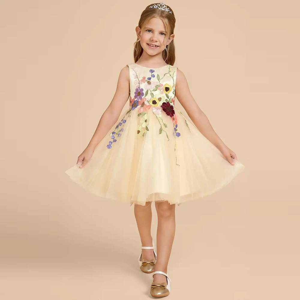 Embroidery Yellow Dress - Индивидуальные желтые платья для девочек из