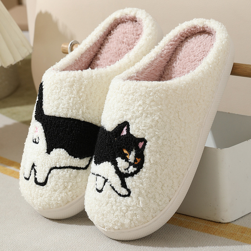 Embroidery Garments - Зимние плюшевые милые домашние тапочки с