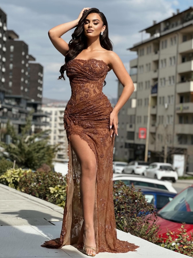 Желтое кружевное платье-русалк – обзор и цена Embroidery Yellow Dress